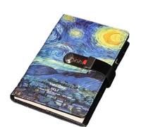 GIJMZY Lock Notebook Creative Diary 130 Pages 260 Secret Custody PU Leather Password(Color 6)
