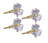 GIJMZY Lucky Flower Door Handles Vintage Furniture Decor Handle Cupbaord Wardrobe Closet Pulls(FixBolt Purple 4pcs)