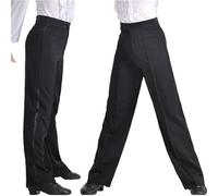 GIJMZY Mens Dance Trousers Latin Dance Pants Latin Modern Ballroom Performance Boys Black Satin Trousers Dancer Pant(Size 2.5 Waist 83.5)