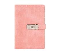 GIJMZY Password Book Female Thickened Notepad Retro Canvas With Lock A5 Creative Diary Stationery Handbook Notebook(Pink)