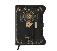 GIJMZY Simple Diary Notebook With Love Lock Keys 360 Pages B6 Size PU Leather Notepad Business Office Supplies(Black)