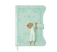 GIJMZY Simple Diary Notebook With Love Lock Keys 360 Pages B6 Size PU Leather Notepad Business Office Supplies(Light green)