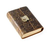 GIJMZY Vintage Handmade Leather Notebook Journal, Antique Crazy Horse Password Lock Diary, Magic Style(A5, A6, A(A6 carning brown)