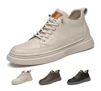 GiJQFCb 2.36 Inch Higher Height Casual Sneakers for Men, Invisible Height-Increased Height-Lifting Shoes Leather Dress Shoes for Business, White - 3.14 inches (8 cm), 27.5 cm