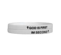GIKILEE God Is First Bracelet Christian Rubber Cross GOD IS FIRST IM SECOND Religious Faith Bible Verses Bracelet for Women Men Motivational Encouragement Gifts, 0.1, Acrylic, no gemstone