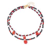 GIKILEE Halloween Multilayer Colorful Beads Necklace Skull Ghost Pendant Choker Necklace Holiday Night Costume Party Jewelry, Resin, No Gemstone