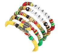 GIKILEE Juneteenth Black History Month Bracelets Alloy Wristbands Soft Clay Freedom Day Bracelets African Party Supplies Decorations for Men Women Adult Festival Gifts, 0.1, Acrylic, no gemstone