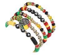 GIKILEE Juneteenth Black History Month Bracelets Alloy Wristbands Soft Clay Freedom Day Bracelets African Party Supplies Decorations for Men Women Adult Festival Gifts, 0.1, Acrylic, no gemstone