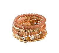 GIKILEE Lovely Bohemian Beaded Multi-layer Bracelet Elastic Seashell Stackable Summer Beach Pearl Starfish Bracelet Set for Women Unique Sea Jewelry Gifts, 0.1, Acrylic, no gemstone