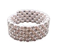 GIKILEE Unique Shining Imitition Pearl Stretch Bracelet for Women Friends Artificial Crystals Elastic Wristband Twinkle Layered Stackable Bangle Charm Wedding Jewelry Gift, 0.1, Acrylic, no gemstone