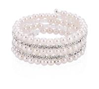 GIKILEE Unique Shining Imitition Pearl Stretch Bracelet for Women Friends Artificial Crystals Elastic Wristband Twinkle Layered Stackable Bangle Charm Wedding Jewelry Gift, 0.1, Acrylic, no gemstone