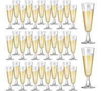 Gikisla 36 Pcs Plastic Champagne Flutes, 150ml Clear Champagne Glasses, Reusable Crystal Wine Cocktail Cups Perfect for Wedding Toasting Flutes Party