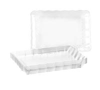 Gikisla Plastic Serving Platters Set of 6, Large Clear Plastic Serving Trays, Rectangle Reusable Platter Perfect for Christmas Parties Food Wedding Buffet