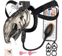 Gikk Chastity Cage - Soft Lightweight Penis Cage with 6 Sizes Rings,Black Strap,App-Controlled Vibrator, Comfortable Cock Bondage Chastity Device Sex Toys for Men (Black, L)