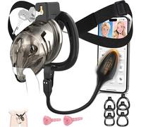 Gikk Chastity Cage - Soft Lightweight Penis Cage with 6 Sizes Rings,Black Strap,App-Controlled Vibrator, Comfortable Cock Bondage Chastity Device Sex Toys for Men (Black, M)