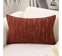 GIKKEARL Textured Boucle Lumbar Pillow Covers 12x20 Neutral Striped Throw Pillows Soft Modern Farmhouse Pillow Cases, 1pc Decorative Accent Rectangle Couch Cushion Cover for Bed Chair, Rust Red
