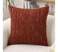GIKKEARL Textured Boucle Pillow Covers 20x20 Neutral Striped Throw Pillows Soft Modern Farmhouse Pillow Cases, 1pc Decorative Accent Square Couch Cushion Cover for Bed Sofa Living Room, Rust Red