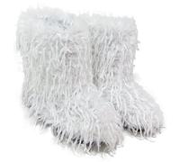 Gikleihwy Fluffy Boots for Womens Winter Warm Faux Fur Snow Ankle boots Comfortable Outdoor Indoor Durable Flat Shoe for Daily Life Travel(White,5.5 UK)
