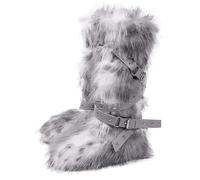 Gikleihwy Women Knee High Furry Faux Fur Boots Fuzzy Fluffy Round Toe Mid-Calf Warm Snow Boots Fashion Comfy Plush Outdoor Indoor Flat Shoes(A,4 UK)