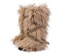 Gikleihwy Women Knee High Furry Faux Fur Boots Fuzzy Fluffy Round Toe Mid-Calf Warm Snow Boots Fashion Comfy Plush Outdoor Indoor Flat Shoes(G,4.5 UK)