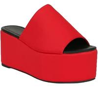 Gikleihwy Women Leopard Print Platform Slippers Ladies Wedge Simple Open Toe Comfort Slippers Arch Support Fish Mouth PU Lightweight Sandals Casual Beach Walk Shoes(Rojo,6 UK)