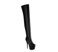 Gikleihwy Women's Over the Knee Thigh High Boots Classic Sexy Platform Thigh High Style Round Toe Side zipper Dancing Super Heeled Shoes(Black,4.5 UK)