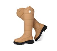 Gikleihwy Women's Waterproof Plus Velvet Warm Winter Snow Boots Thick Bottom Plush Non-Slip Knee-High Boots for Winter Snow Shopping(Brown B,6.5 UK)
