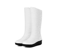 Gikleihwy Women's Waterproof Plus Velvet Warm Winter Snow Boots Thick Bottom Plush Non-Slip Knee-High Boots for Winter Snow Shopping(White C,6.5 UK)