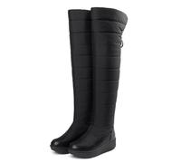 Gikleihwy Women's Winter Warm Fur Lined Snow Boots Waterproof Rainproof Non-Slip Fur Lined Over-The-Knee Boots for Ice And Snow Days Snow Shopping(BlackB,4.5 UK)