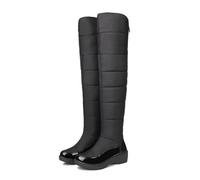 Gikleihwy Women's Winter Warm Fur Lined Snow Boots Waterproof Rainproof Non-Slip Fur Lined Over-The-Knee Boots for Ice And Snow Days Snow Shopping(BlackA,6.5 UK)