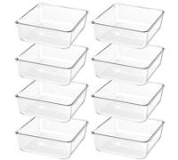 Giklux 8 Pcs Clear Kitchen Drawer Organiser Trays, Acrylic Desk Drawer Dividers Organisers for Cutlery, Kitchen, Cosmetics, Makeup, Utensils, Vanity, Office, Stationery, Plastic Draw Storage Organiser