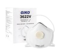 GIKO FFP2 Dust Mask Pack of 10 - Valved Face Masks Moulded Disposable Respirator 5 layers FFP2 Face Masks for DIY Projects, Construction, Building Work, Sanding, Fine Dusts, Woodworking, White