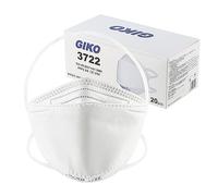 GIKO FFP2 Mask Pack of 20 FFP2 Masks Individually Wrapped FFP2 Respirator Mask 4-Layer Dust Mask Disposable Face Masks, White