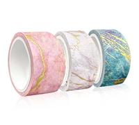 GIKPAX 3 Rolls Washi Tape, Set Decorative Tape Artist Tape Coloured Masking Tape Scrapbook Tape Fashionable Versatility and Paper Tape for Journal, DIY Crafts, Craft, Scrapbooking(Marble Pattern)