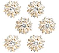 GIKPAX 6Pcs Rhinestone Buttons, Crystal Flower Buttons for Cardigans Rhinestone Champagne Buttons Sew on Rhinestones Fashion Crystal Buttons Alloy Buttons for Crafts Wedding Party