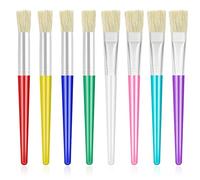 GIKPAX 8 Pcs Paint Brushes, Round and Flat Paint Brush Set Plastic Paint Brushes Colorful Paint Brushes Paint Brushes for Beginners Art Supplies