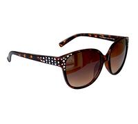 Gil-Design Women's Sunglasses Nerd Glasses with Rhinestones Polarised Style M 37, Brown leopard, Breite : ca. 14,20 cm / Höhe: 5,50 cm