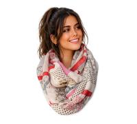 Gil-Design XXL Loop Scarf Tube Scarf Round Scarf Scarf Choice Autumn Winter 2023-2024, Trendy Pattern Cream Red Purple Black 07, Umfang ca. 180 cm x ca. 90 cm Breit