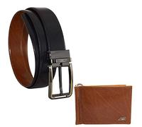 GIL Pure Leather Belt and Wallet for Men Combo Pack of 2|Gents Purse|Formal Belt|Best Gift for Him|Card Holder|Money Clipper, Black and Tan, One Size, Black and Tan, One Size