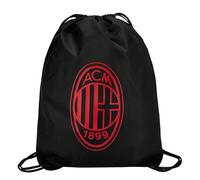 GIL S.R.L. AC Milan - Gym Sack Crest Monochrome Red - 190T 100% Recycled Polyester - Thick Cords - For All Rossoneri Fans - Official AC Milan Product, Black, L, Classic