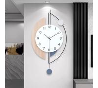Gilacco Large Decorative Wall Clock with Pendulum, Battery Operated Silent Quality Quartz Wall Clocks for Living Room,Kitchen,Home,Bathroom,Bedroom Wall Decor,14x28.4inch