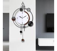 Gilacco Large Wall Clock, Silent Quality Quartz Battery Operated with Pendulum, Analog Decorative Wall Clocks for Living Room Kitchen Bathroom Bedroom Wall Home Decor, 39x71CM(Black)