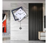 Gilacco Wall Clock with Pendulum, Silent Quality Quartz Battery Operated, Metal Modern Large Wall Clocks for Living Room Kitchen Home Bathroom Bedroom Wall Decor,40.6x54CM(Black)