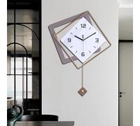 Gilacco Wall Clock with Pendulum, Silent Quality Quartz Battery Operated, Modern Large Wall Clocks for Living Room Kitchen Home Bathroom Bedroom Wall Decor, 40.6x54CM(Golden)