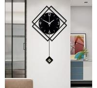 Gilacco Wall Clock with Pendulum,Silent Quality Quartz Battery Operated,Modern Large Wall Clocks for Living Room Kitchen Home Bathroom Bedroom Wall Decor,41.5x66CM(Black)