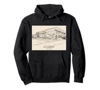 Gilbert Arizona Vintage Streetscape Drawing Pullover Hoodie