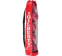 Gilbert Netball Ball Tube Bag - Red, Letter Print, Polyester, Shoulder Strap, Pullover Closure, 27.5 x 72 x 27.5 cm, Holds 5 Netballs