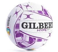 Gilbert Netball Hype Match Netball - White Purple - Size 5