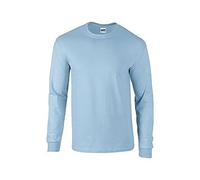 Gildan Men's T-Shirt Plain Crew Neck Ultra Cotton Long Sleeve Light Blue 2XL