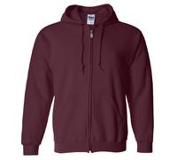Gildan Heavy Blend Unisex Adult Full Zip Hooded Sweatshirt Top (S) (Maroon)
